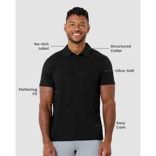 INTO THE AM Polo Shirts for Men - Slim Fit Short Sleeve Collared Shirt S - 4XL Fitted Collar Polos for Work
