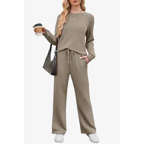 WIHOLL Lounge Sets for Women 2 Piece Travel Vacation Outfits Fall Sweatsuit Tracksuit