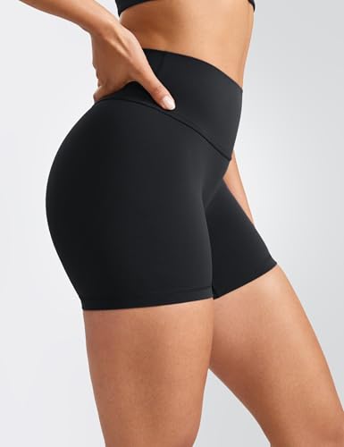 INGIA No Front Seam Scrunch Butt Biker Shorts - Medium Black 5"