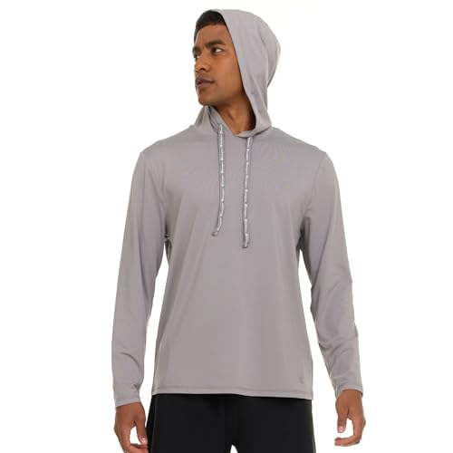 Champion Men's Sun Hoodie Long Sleeve UPF 50+ Rash Guard Fishing Shirt - Large Light Grey