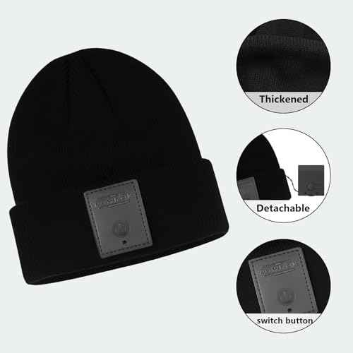 Beanie with Light, 230¡Æ Wide Beam Unisex USB Rechargeable, Headlamp Beanie Winter Knitted Cap Gifts for Men Dad Husband Him (Black)