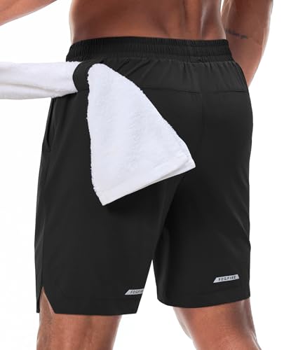 X-Large Men's 2-in-1 Running Shorts 7 Inch Inseam Quick Dry Gym Sports with Phone Pockets - Black