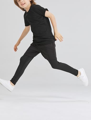 DANI CHINS Boys 2-in-1 Athletic Leggings Black 8 - Quick Dry Breathable Compression Pants