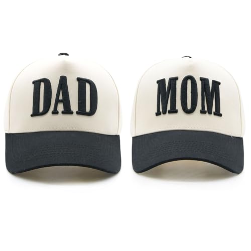 Mom and Dad Matching Trucker Hats - Black Dad and Mom Hat Set for New Parents - One Size