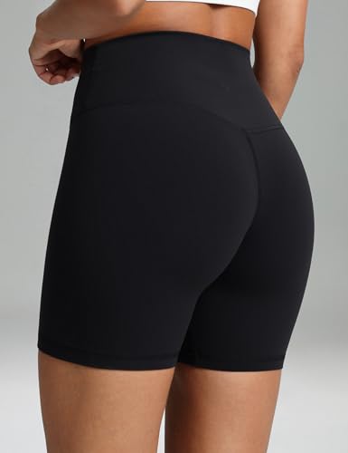 Colorfulkoala Dreamlux No Front Seam Biker Shorts for Women 6-Inch Inseam Black X-Small