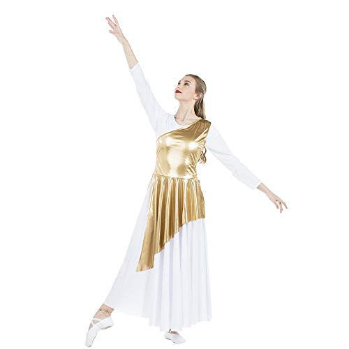 Danzcue Women's Asymmetrical Praise Dance Tunic - Gold Large-X-Large Variation