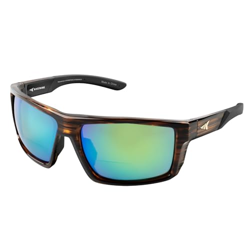 Polarized Bifocal Sunglasses with Wrap Frame - Brown-Green Mirror, 2.5 Reading