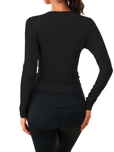 Women's Ballet Wrap Top Long Sleeve Yoga & Pilates Shirt - Medium Black