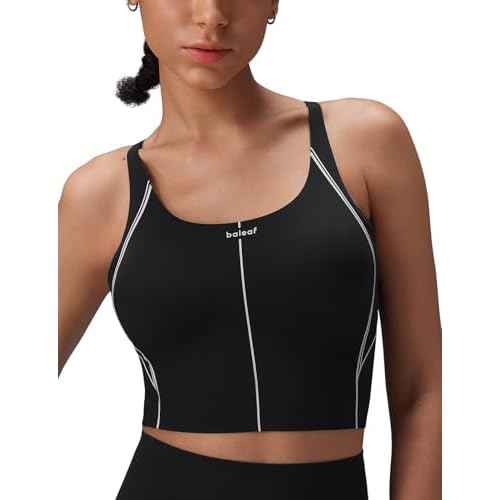 baleaf Freeleaf Broadway Womens Spaghetti Strap Dance Sports Bras, High Impact Crisscross Back, Padded Yoga Workout Tank Top