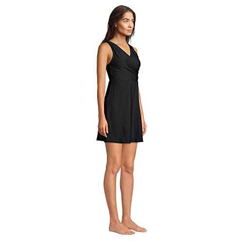 Lands' End Women's Tummy Control Surplice Wrap Swim Dress One Piece Swimsuit