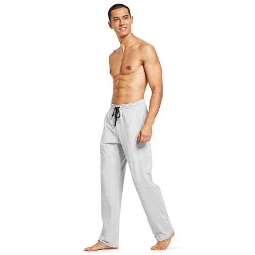 baleaf Men's Sweatpants Yoga Lounge Cotton Pajama Pants Casual Open Bottom Straight Leg Stretchy Sweat Pants with Pockets