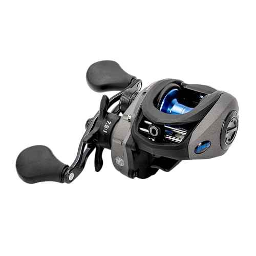 Lew¡¯s American Hero Baitcast Fishing Reel, 4+1 Bearings, 7.5:1 Gear Ratio, Graphite Frame, Speed Gears, Magnetic Control System, Gray/Black/Blue