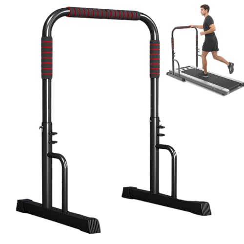 Adjustable Walking Pad Handle Bar - Black/Red, 25.2 Inches Wide, Height Adjustable, Non Slip Feet, Easy to Install