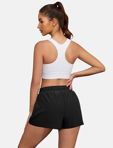 Women’s 2-in-1 High Waist Athletic Shorts - Medium Black, Workout Running