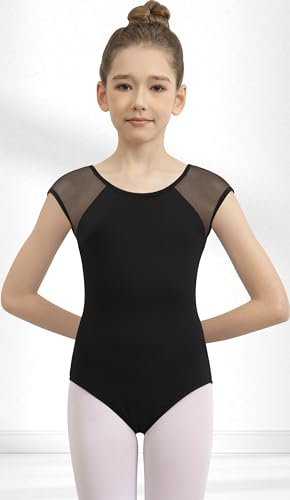 Girls Ballet Leotard Mesh Tank Dancewear - Black, 12-14 Years