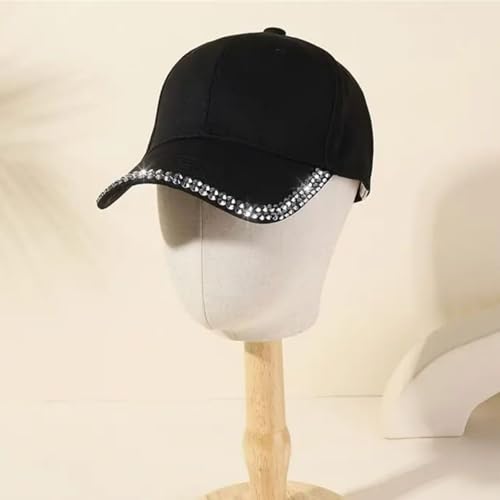 Women Sparkling Rhinestone Baseball Cap Shiny Glitter Hat Summer Bling Outdoor Men 2026 - Black-Silver Rhinestones