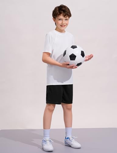Youth Athletic Shorts for Boys 13-14 Years Quick Dry Soccer Basketball Gym Black