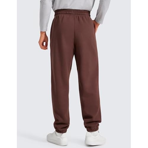CRZ YOGA Cotton Fleece Lined Relaxed Sweatpants for Men 32" - Loose Lounge Casual Bottom Sweat Pants with Zipper Pocket