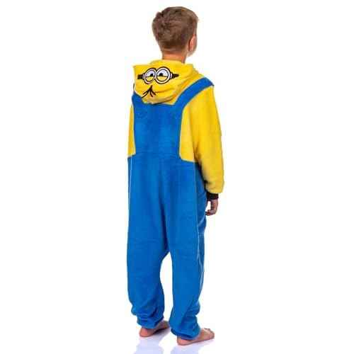 INTIMO Minions Boys' Kigurumi Union Suit ? Stuart & Kevin Designs ? Super Soft Fleece Minion Pajamas with Embroidered Details