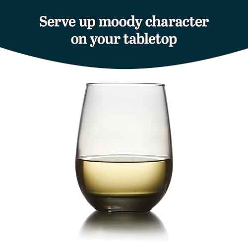 Libbey 231SM Stemless Wine Glasses Set of 12, Moonstone Grey, Restaurant Quality Red and White Wine Glasses, Drinking Glasses Set for Large Gatherings