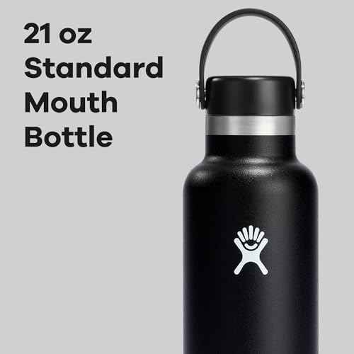 Hydro Flask Water Bottle - Insulated Stainless Steel - Non Spill, Leakproof in 21 Oz Black