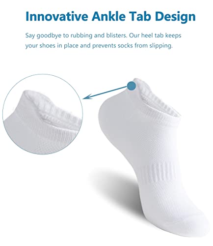 Women's Ankle Athletic Socks 6 Pairs White 9-11 Low Cut Cotton Sports Socks