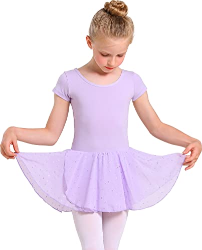Purple Long Sleeve Ballet Leotard with Glitter Tutu for Toddlers - A1 (2-3T)