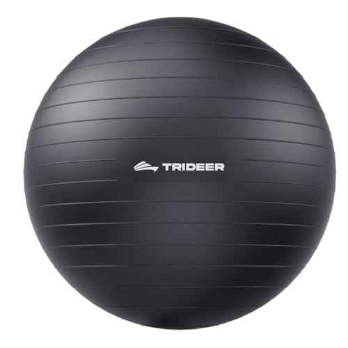 Trideer Exercise Ball for Yoga, Pilates & Fitness ? Stability Ball Equipment for Home Gym & Office Chair, Core & Balance Training Accessories, Physical Therapy Equipment, Quick Pump Included, 5 Sizes