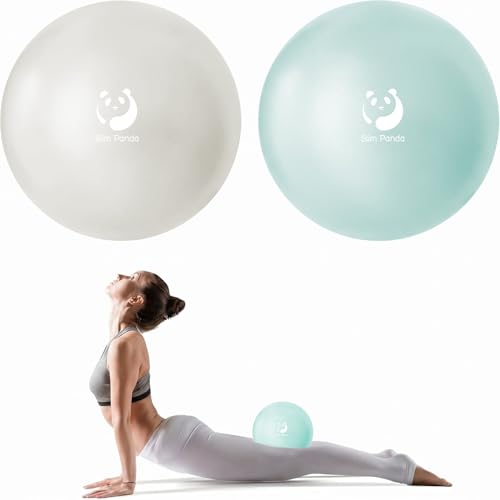 Slim Panda 9 Inch Anti-Burst Pilates Exercise Ball - Pearl White & Mint Green
