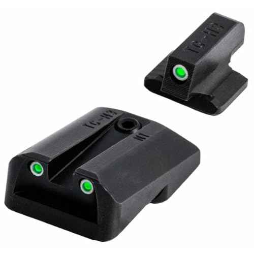 TRUGLO Tritium Pro Handgun Night Sights, Compatible with 1911 Handguns Compact Gun Sights with Daylight White Dots, Night Tritium Dots & White Focus Lock Front Ring