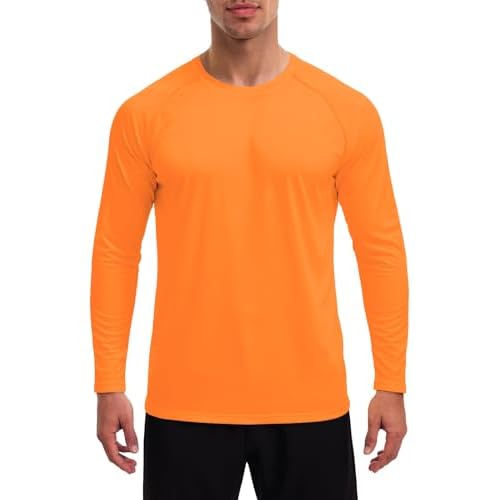 NEYOUQE Men's Sun Protection UPF 50+ Shirts Long Sleeve Running Workout Athletic Gym Shirt UV Swim Fish Rash Guard Hiking