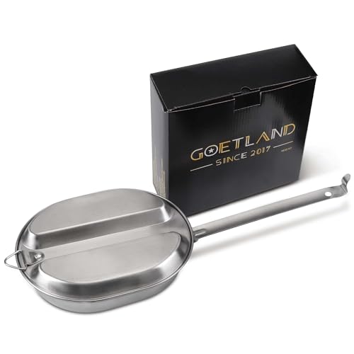 Goetland Stainless Steel US Military Mess Kit Plate Set with No Utensils for Camping Hiking Picnic