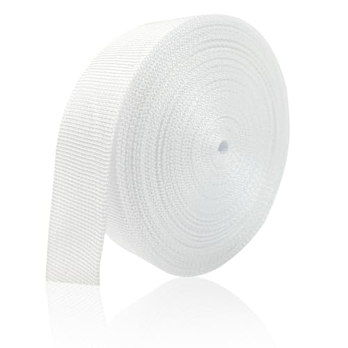 White Polypropylene Webbing Straps 1.5 Inch x 12 Yards DIY Cargo & Dog Leash