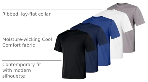 Hanes Men's Cool Dri Performance Moisture-Wicking T-Shirt Pack - Black, White, Navy, Grey, Royal, Large