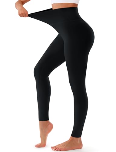 Bluemaple High Waisted Tummy Control Leggings for Women No Pocket Large-X-Large Black
