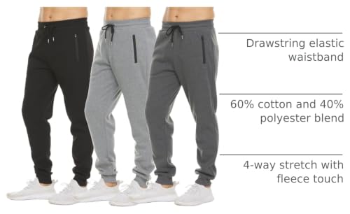 Pure Champ 3-Pack Men's Fleece Sweatpants with Zipper Pockets – Standard / X-Large