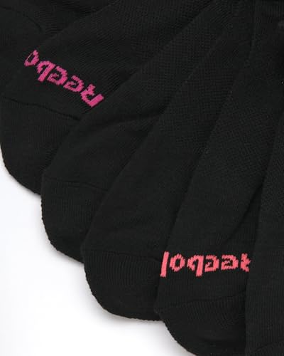 Reebok Womens No Show Socks 6 Pack Black - Moisture Wicking Cushioned Low Cut