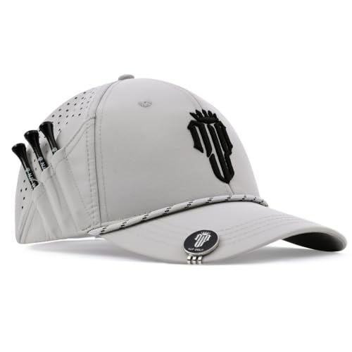 Men's Golf Performance Hat with Tee Holder & Magnetic Ball Marker - Light Gray