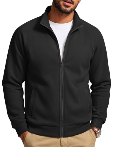 Men's Lightweight Fleece Lined Sweatshirt Zip Up Hoodie Jacket