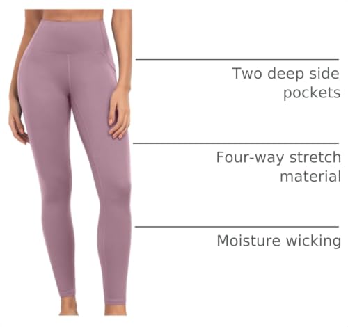 High Waisted Workout Leggings with Pockets - 7 Pack, Black/Gray/Navy & More, Large