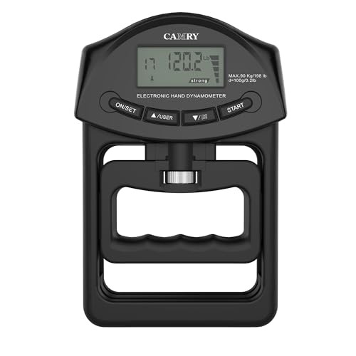 Camry Digital Hand Dynamometer Grip Strength Meter 198Lbs / 90Kg - Black