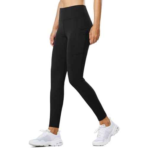 baleaf Women's Fleece Lined Leggings Water Resistant Thermal Winter Warm Tights High Waisted with Pockets Running Gear