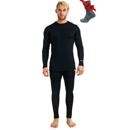 Merino.tech Merino Wool Base Layer Mens Set - Heavyweight, Midweight, Lite Merino Wool Thermal Underwear For Men Top, Bottom