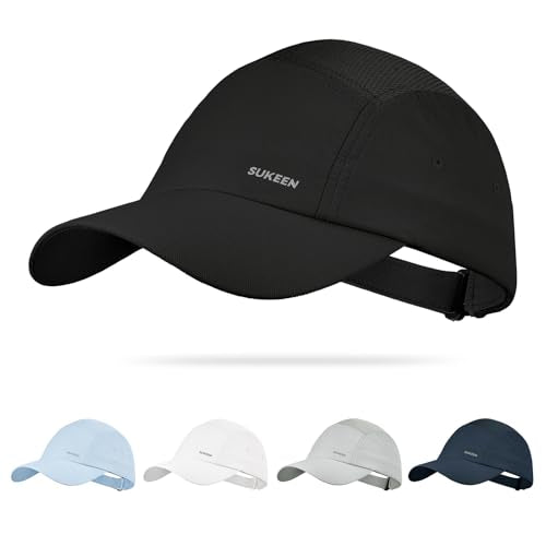 Unstructured Baseball Cap for Women and Men - Lightweight Running Hat - Black