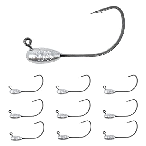 Reaction Tackle Tube Jig Heads for Hollow Body Lures 1/8 Oz - Bass & Saltwater Fishing Hooks (10-Pack)