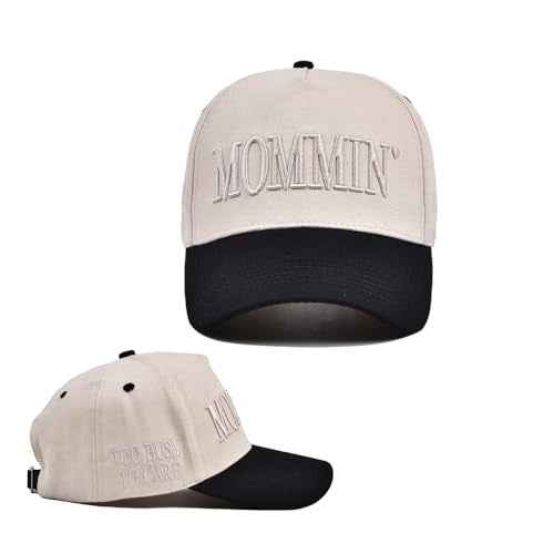 Mommin Trucker Hat,Vintage Two-Tone Women's Baseball Cap with Mommin Embroidery AdjustableHat for Casual Wear