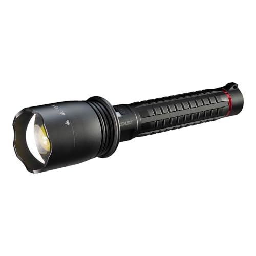 Coast XP80R 15000 Lumen Rechargeable Dual-Power LED Flashlight with POWERiQ¢â Real-TIME Display, 5 Light Modes, Ultra View Flood Beam, Push/Pull Focus, 12.2" Long, 2.18 lbs.