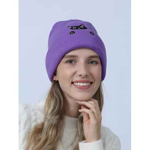 Cat Beanie Cute Lover Gifts Animal Knitted Hats for Cat Mom Women Funny Stuff Accessories Decor