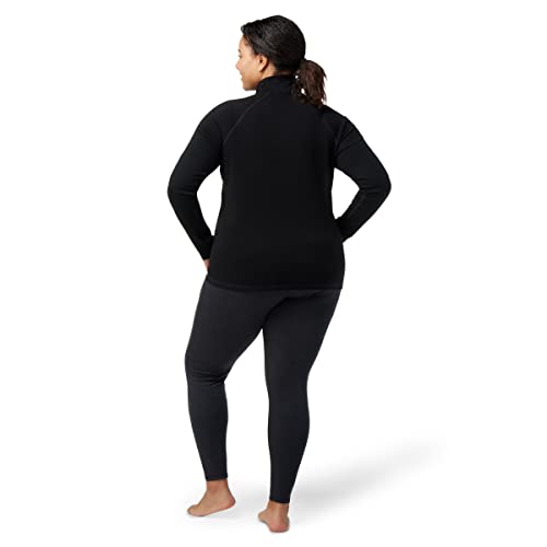 Smartwool Women's Plus Size Classic Thermal Merino Wool Base Layer ? Quarter Zip (Slim Fit), Black, 1X
