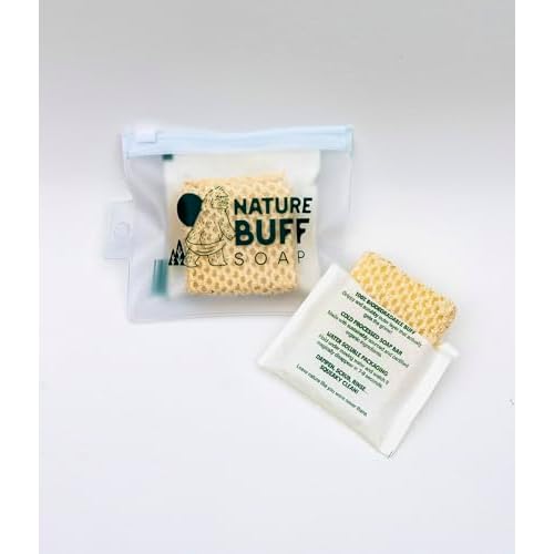 2-Pack Biodegradable Soap Unscented Travel-Sized Camping Soap Bars -All-In-One Backpacking Essentials Outdoor Recreation Soap Bar and Washcloth (Includes Travel Case)